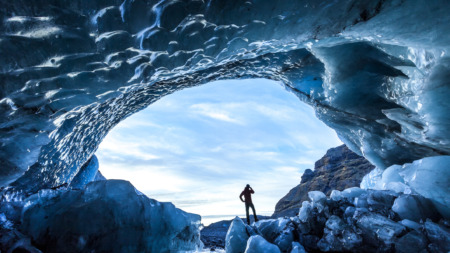 Gletsjerijsgrot, Svinafellsjökull-gletsjer, Nationaal Park Skaftafell, IJsland