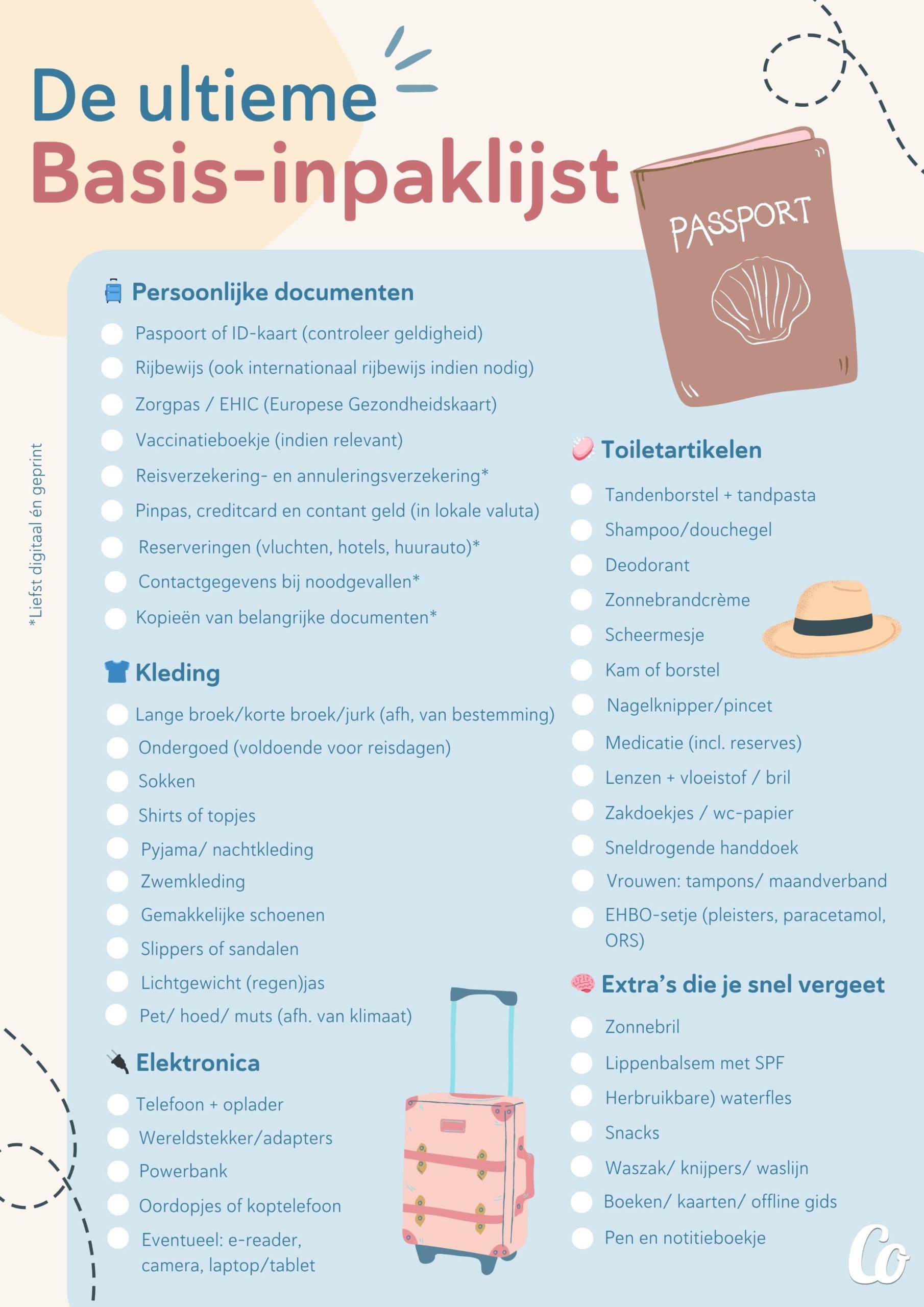De ultieme basis-inpaklijst: dit wil je nooit vergeten op vakantie