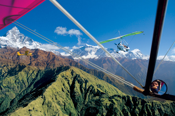 Een vluchtje over de Himalaya met een ultralight. Foto: Louise ten Have.