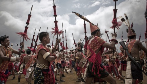 Young Konyak man celebrating Aoling festival.