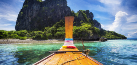 Long Tail Boat in Maya Bay, Koh Phi Phi, Thailand