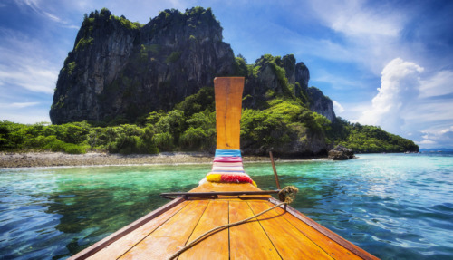 Long Tail Boat in Maya Bay, Koh Phi Phi, Thailand