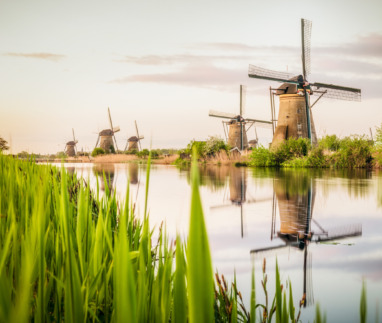 Traditional Dutch windmills at Kinderdijk