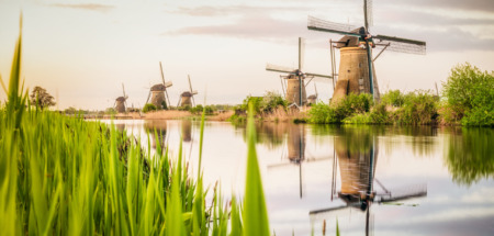 Traditional Dutch windmills at Kinderdijk