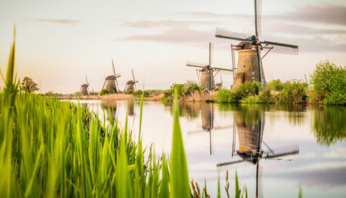 Traditional Dutch windmills at Kinderdijk