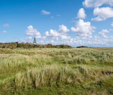 Beacon on Kobbeduin dunes of Frisian island Schiermonnikoog, Netherlands