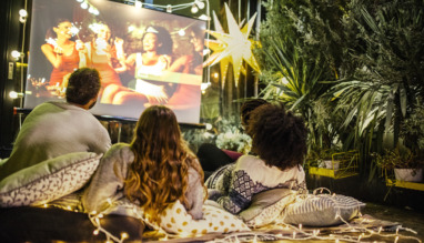 Movie night at back yard