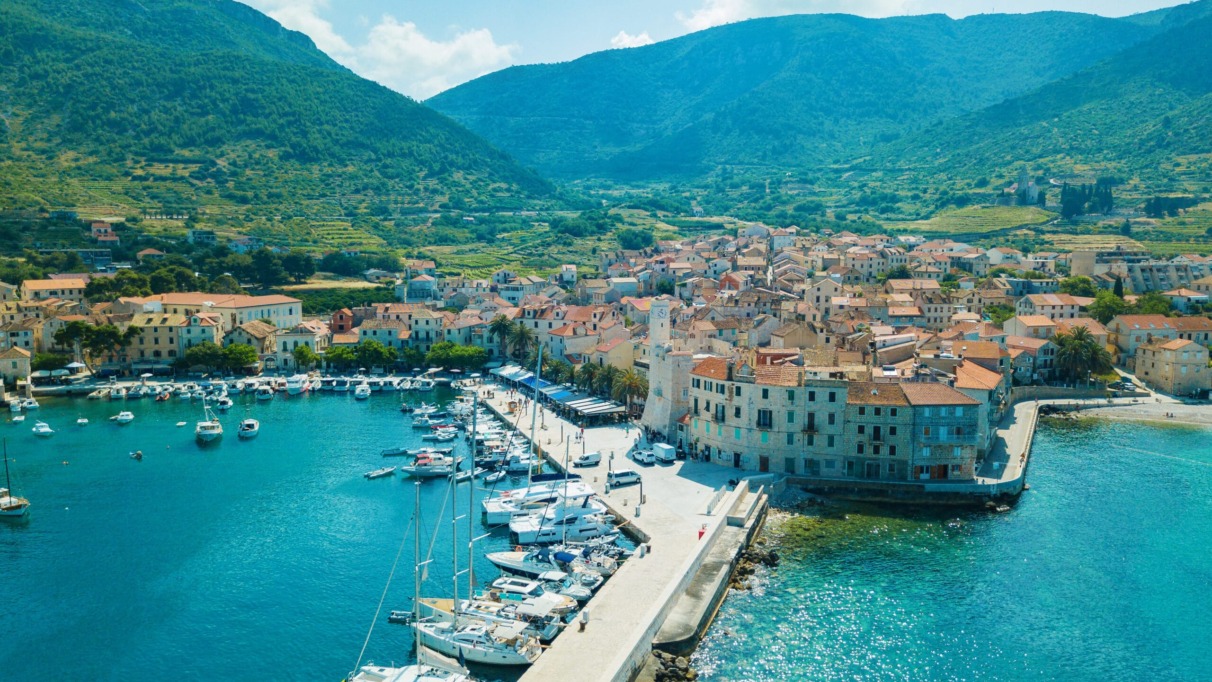 Komiža town on island Vis, Dalmatia, Croatia