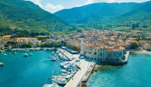 Komiža town on island Vis, Dalmatia, Croatia