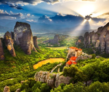 Meteora, sunset scenery