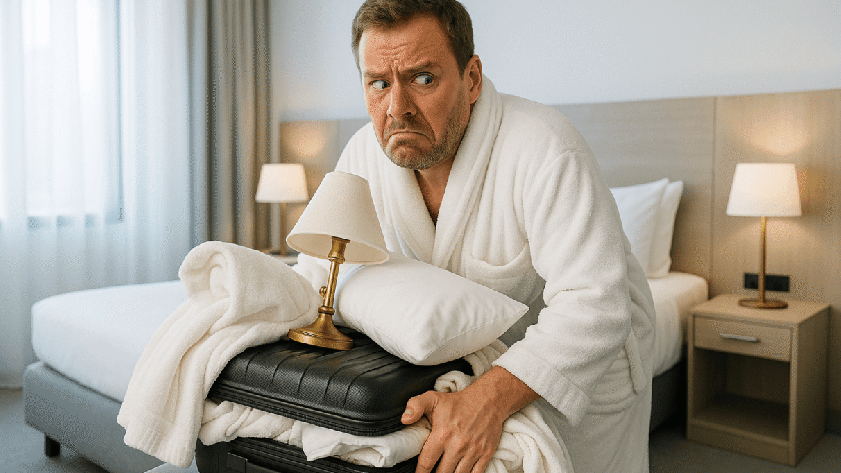 Man probeert spullen te stelen uit een hotelkamer