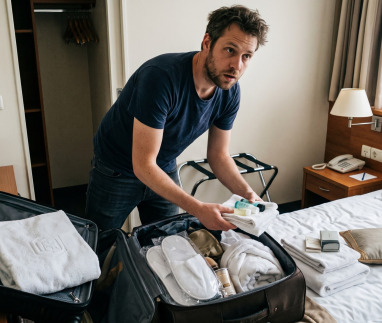 Man probeert spullen te stelen uit een hotelkamer