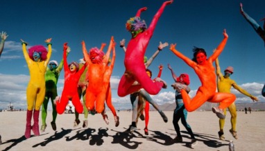 Festivalgangers bij Burning Man in Nevada