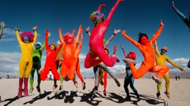 Festivalgangers bij Burning Man in Nevada