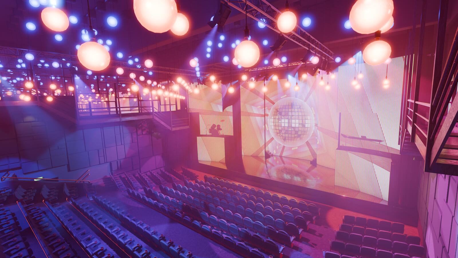 Interieur van het GOP Varieté-Theater met podium, verlichting en zitplaatsen voor een show in Duitsland