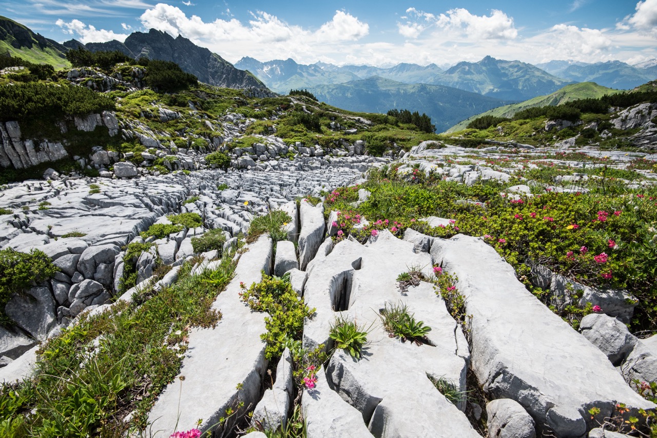 De Rüfikopfbahn tilt je vanuit het dorp Lech am Arlberg naar een hoogte van 2.350 meter boven zeeniveau. Toch zijn er zelfs op deze grote hoogte nog sporen van de zee te vinden op het karstplateau van de Versteende Zee, het Steinernes Meer.