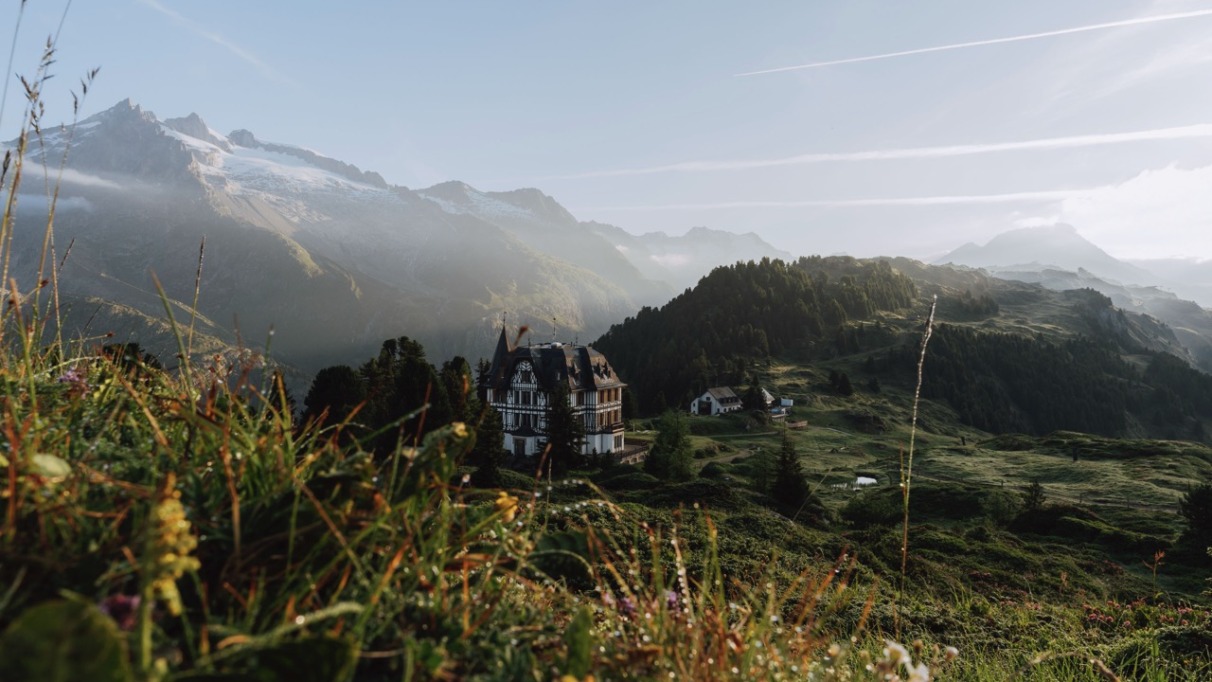 Alpentuin van Villa Cassel in de Aletsch Arena, Zwitserland in de zomer