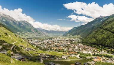 Uitzicht over Martigny in Wallis, Zwitserland