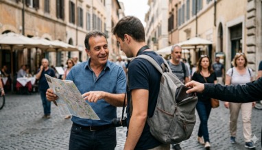 Toerist in Italië wordt gezakkenrold terwijl een man met een kaart hem afleidt