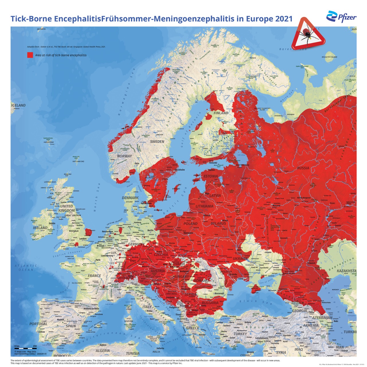 In deze landen loop je het grootse risico op tekenencefalitis