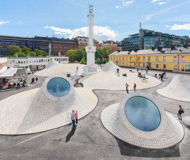 Amos Rex-kunstmuseum op het Lasipalatsi-plein in Helsinki, Finland