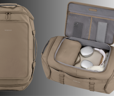 Beige Lisbon Duffle Backpack van Kapten & Son als rugzak en geopende reistas