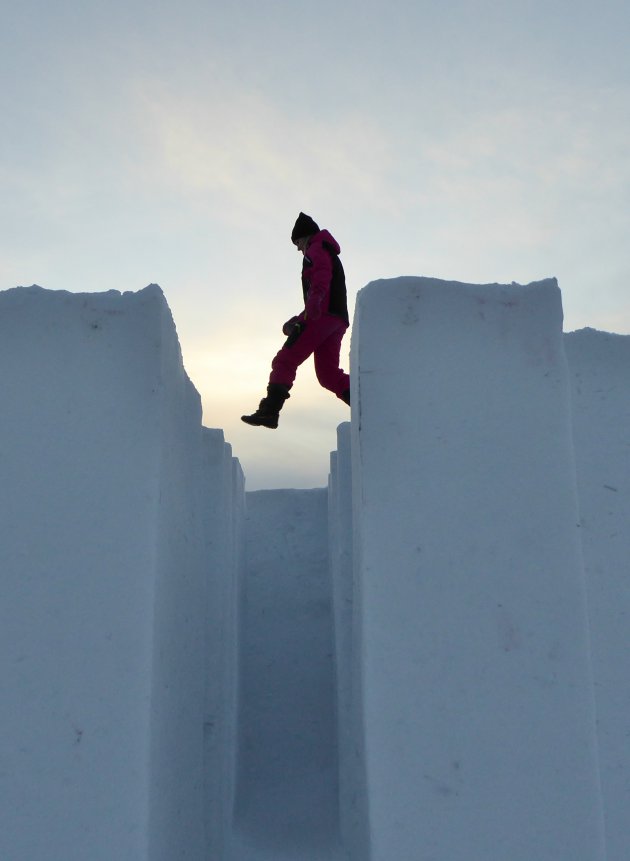 Capriolen op het sneeuwkasteel in het Zweedse Kiruna