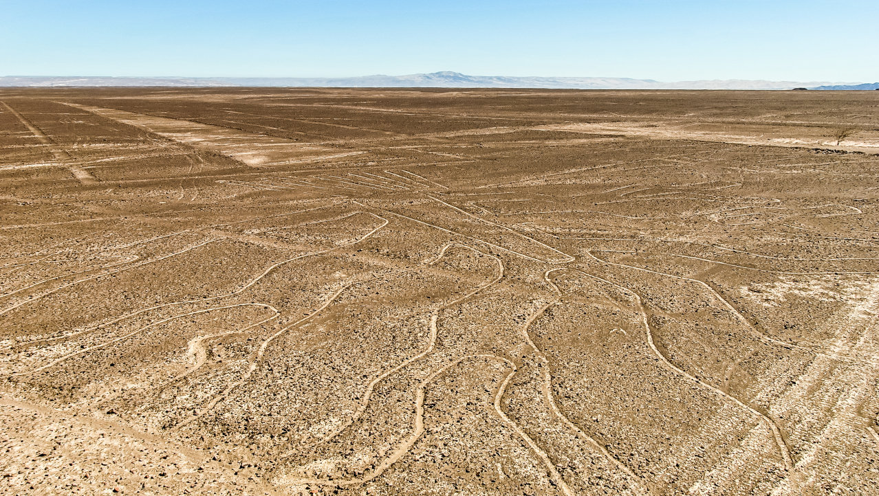 Een van de Nazca lijnen zichtbaar is van de weg