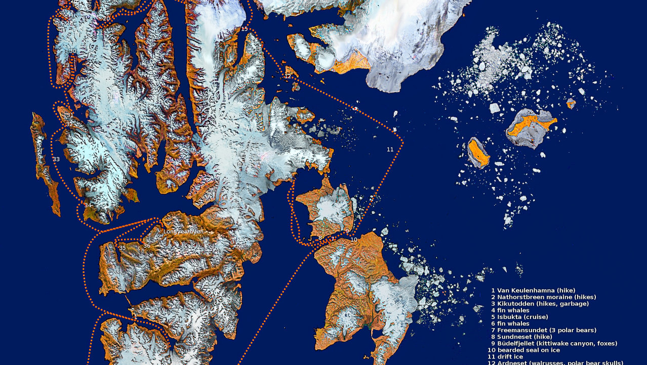 Rondom Spitsbergen, de satellietfoto