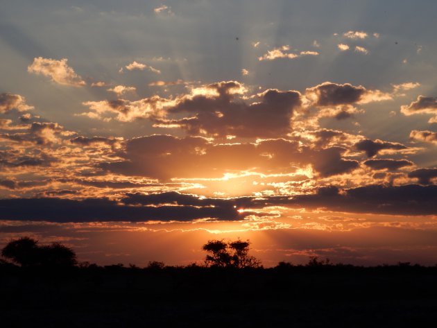 Zonsondergang in Namibié