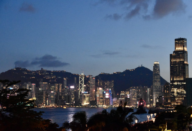 De skyline van Hongkong