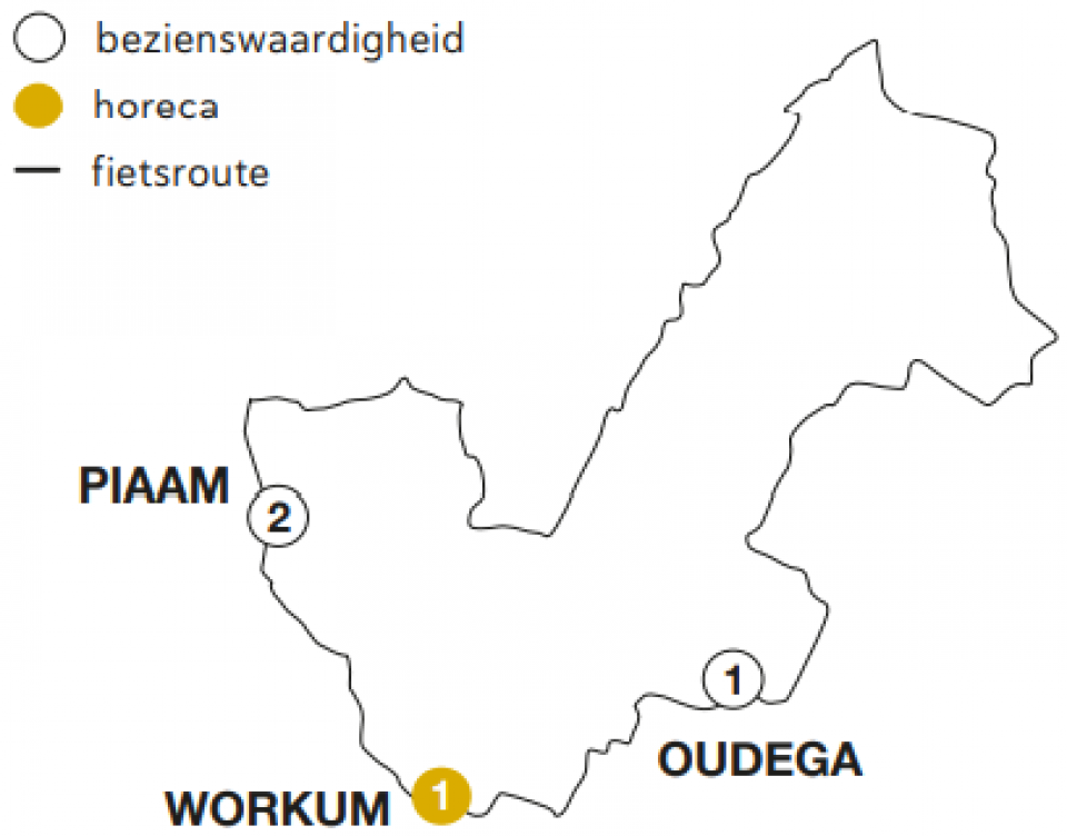 kaart fietsroute Zuidwest-Friesland