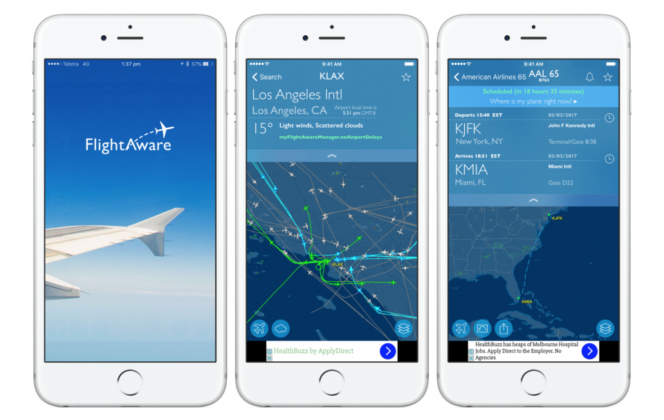 Beste apps voor op reis: Flightaware