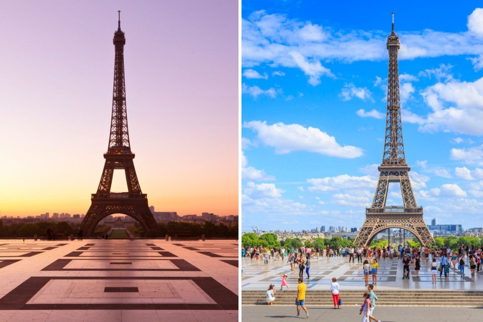 Travel expectation versus reality: de Eiffeltoren. Foto's: Getty Images