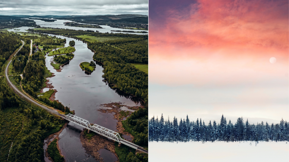 De spoorlijn die dwars door Finland loopt, rijgt de vele meren als een parelketting aaneen. En 's winters is het genieten van het witte landschap. Foto's: Getty Images