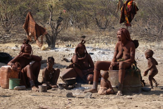Himba vrouwen en kinderen