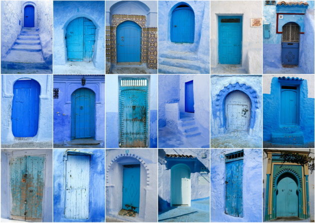 blauwe deuren in Chefchaouen