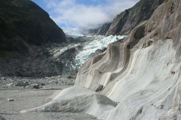 slijpwerk van de  Frans-Jozef gletsjer