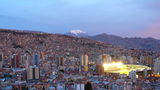 La Paz bij zonsondergang