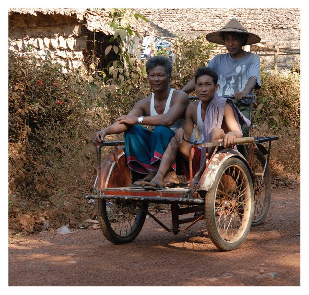 A Trio on a Rickshaw