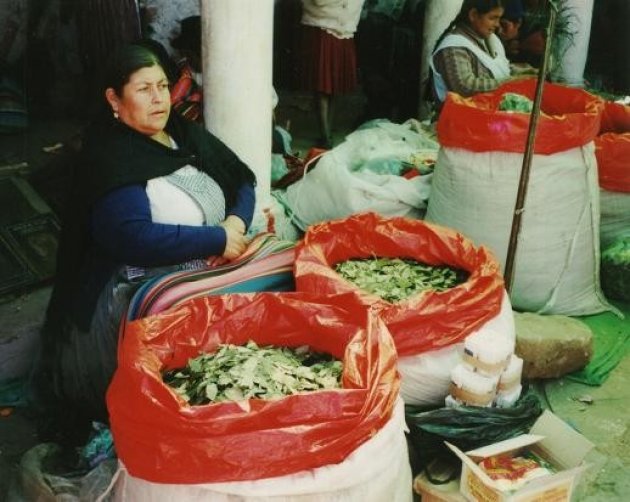 Verkoopster op markt te Tarabuco