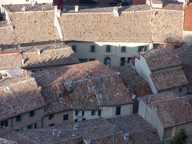 Uitzicht op de oude daken