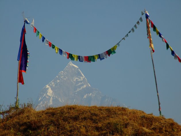 Gebedsvlaggetjes en de Annapurna