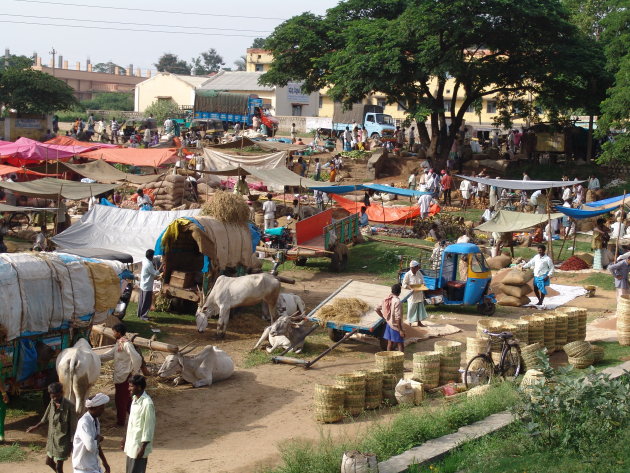Markt ten zuiden van Bangalore, India
