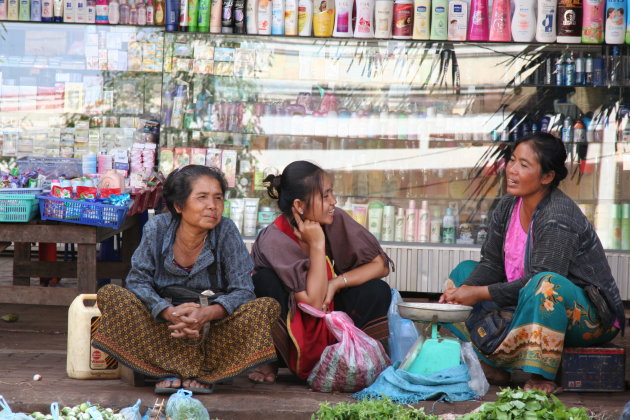 Markt in Champassak, Zuid Laos