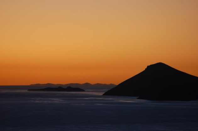 Sunset over lake Titicaca.