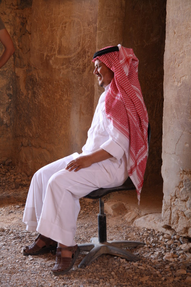 Bewaker in woestijnkasteel in Jordanië