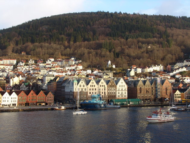 De haven in Bergen, Noorwegen