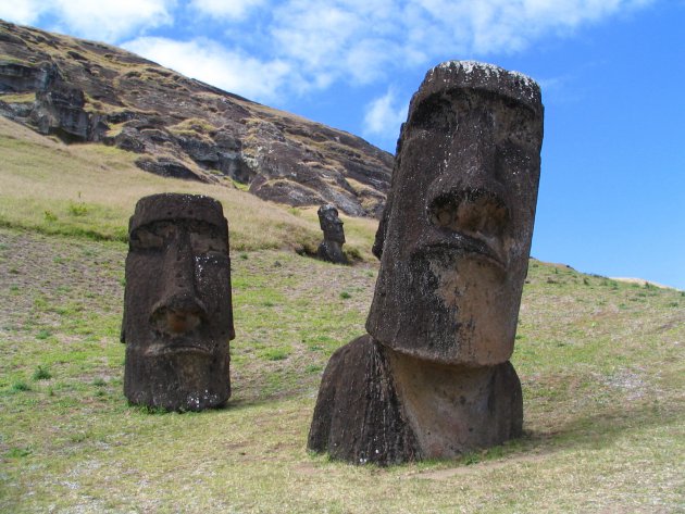 De bekende moai beelden op paaseiland