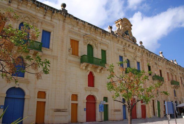 Colorful Limestone Houses in Valetta.